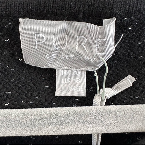 Pure Collection Gassato Black Cashmere Sparkle Sweater NWT Size 18 - Picture 4 of 13